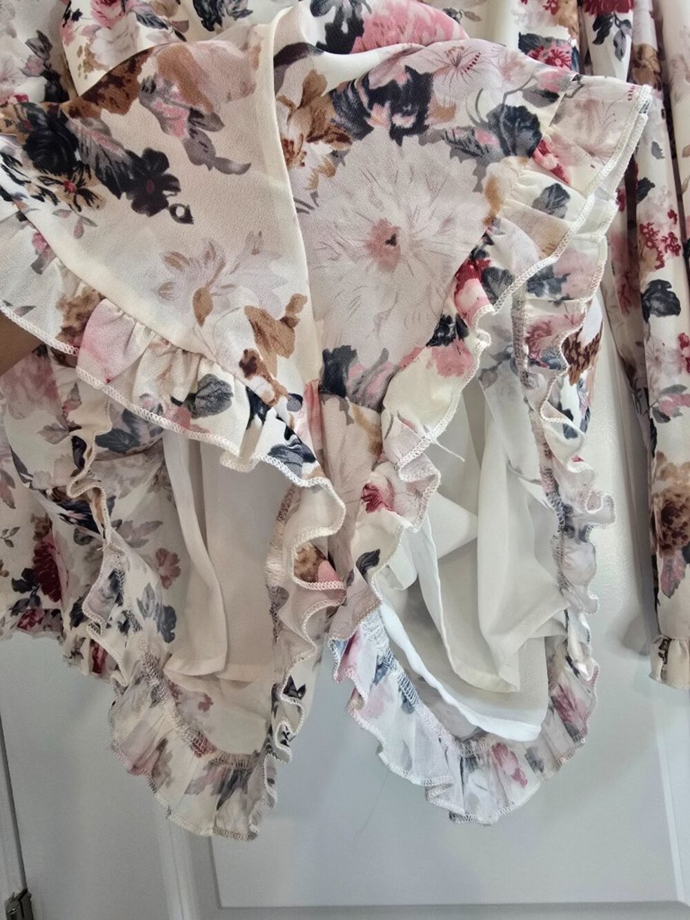 Shein Floral Open Back Romper With Long Bell Sleeves - Picture 6 of 10